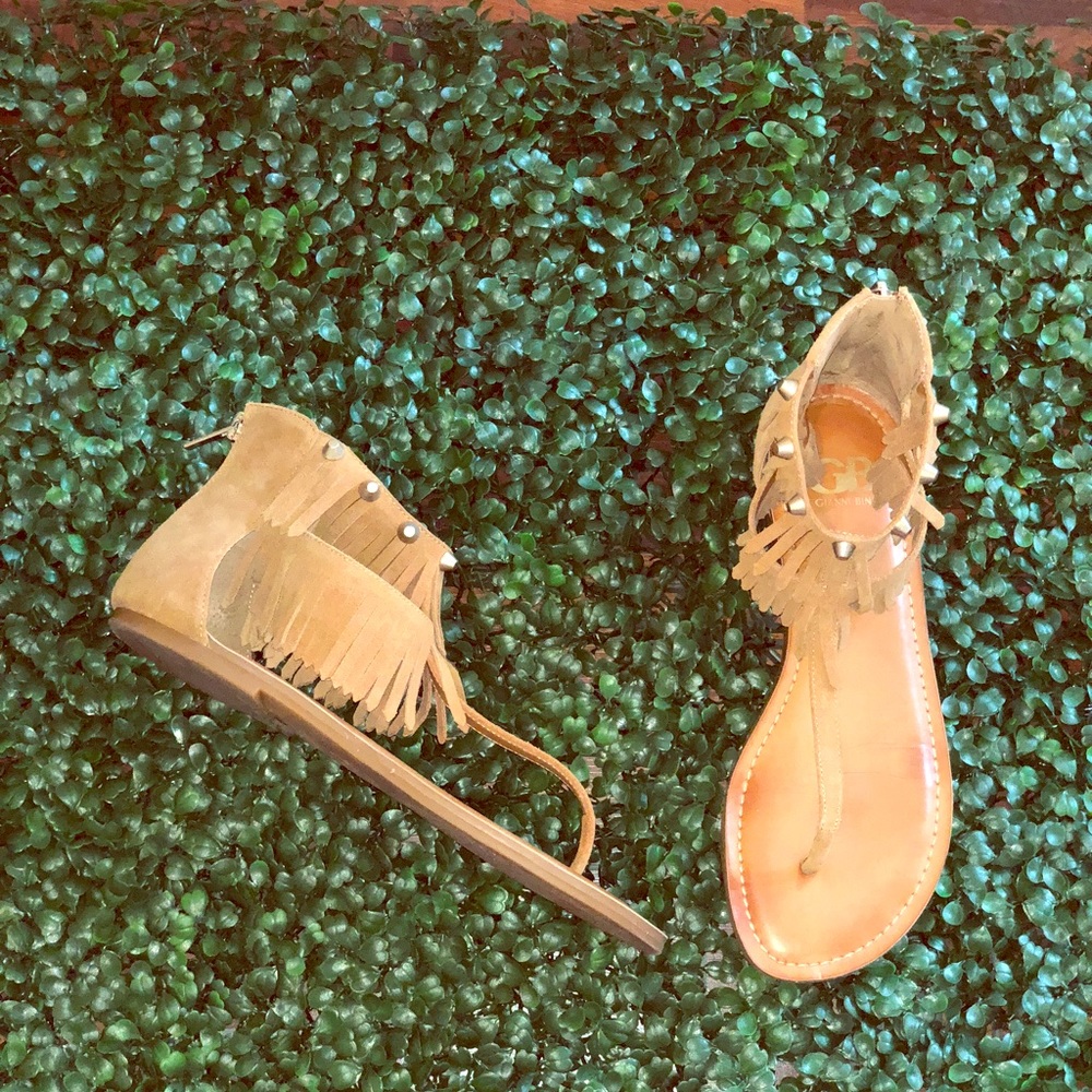 Gianni Bini GB ankle strap fringe sandals